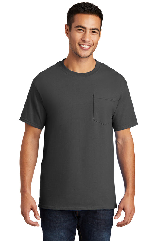 Port & Company Essential Pocket Tee. PC61P Charcoal