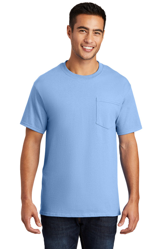 Port & Company Essential Pocket Tee. PC61P Light Blue