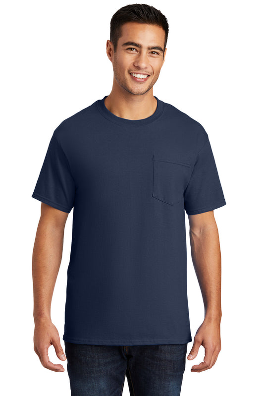 Port & Company Essential Pocket Tee. PC61P Navy