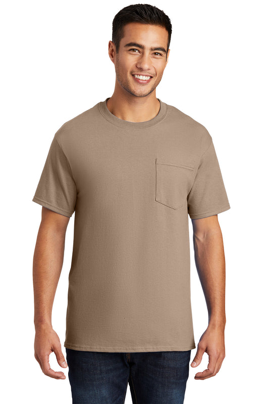 Port & Company Essential Pocket Tee. PC61P Sand