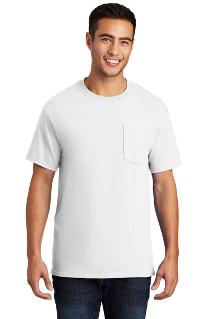 Port & Company Essential Pocket Tee. PC61P White