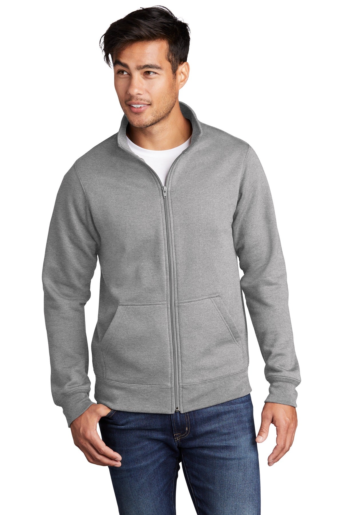 Port & Company  Core Fleece Cadet Full-Zip Sweatshirt PC78FZ Athletic Heather