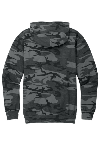 Port & Company Core Fleece Camo Pullover Hooded Sweatshirt. PC78HC Black Heather Camo