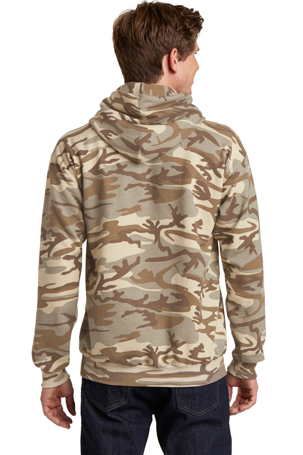 Port & Company Core Fleece Camo Pullover Hooded Sweatshirt. PC78HC Desert Camo