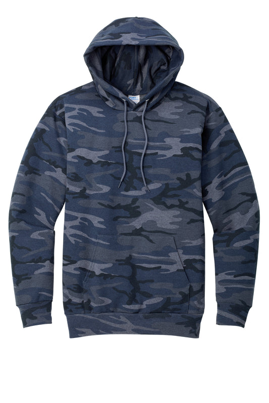 Port & Company Core Fleece Camo Pullover Hooded Sweatshirt. PC78HC Heather Navy Camo