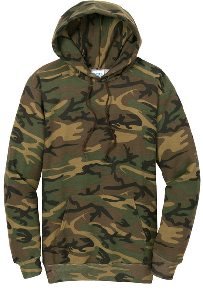 Port & Company Core Fleece Camo Pullover Hooded Sweatshirt. PC78HC Military Camo