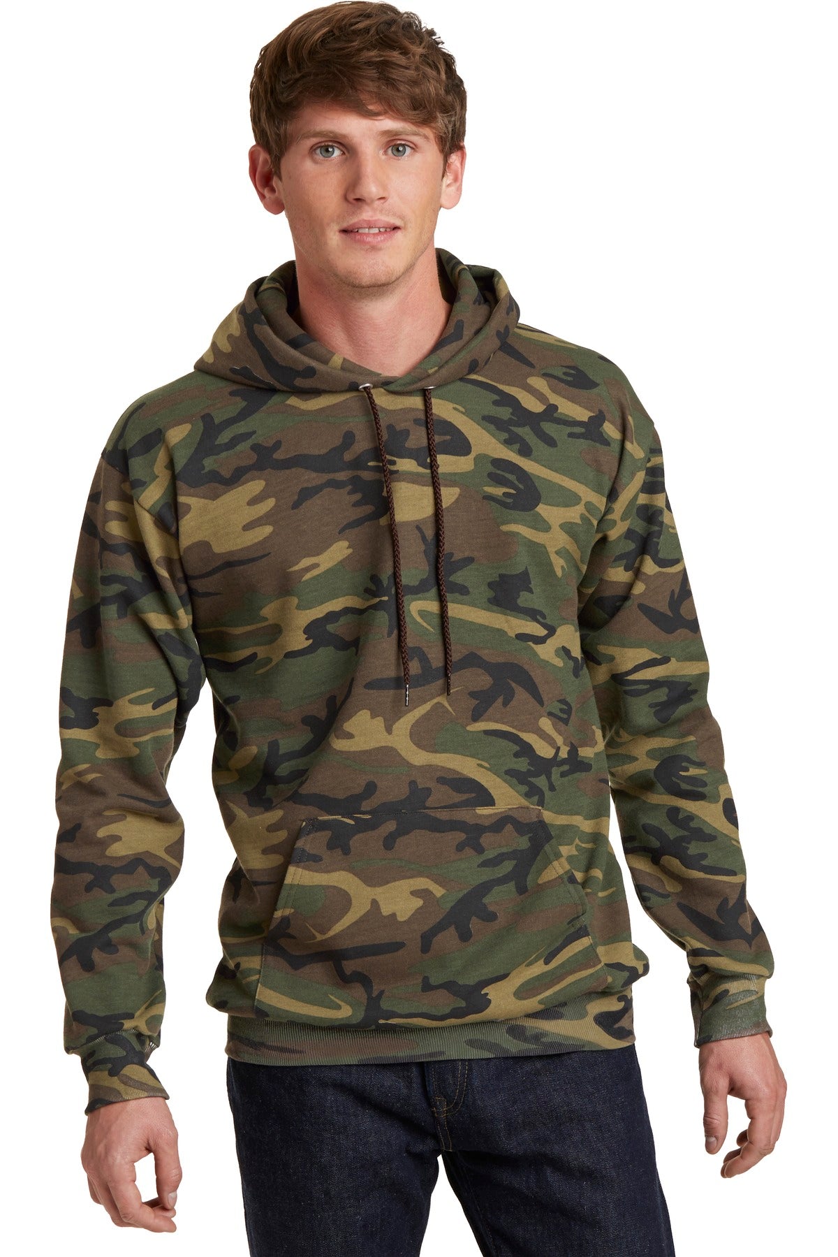 Port & Company Core Fleece Camo Pullover Hooded Sweatshirt. PC78HC Military Camo
