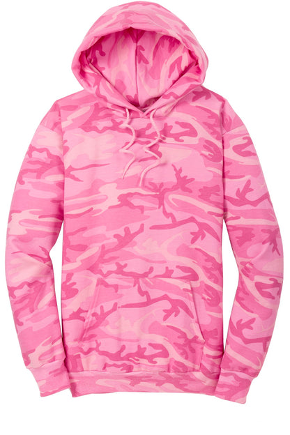Port & Company Core Fleece Camo Pullover Hooded Sweatshirt. PC78HC Pink Camo