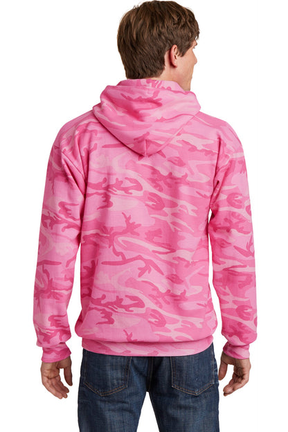 Port & Company Core Fleece Camo Pullover Hooded Sweatshirt. PC78HC Pink Camo