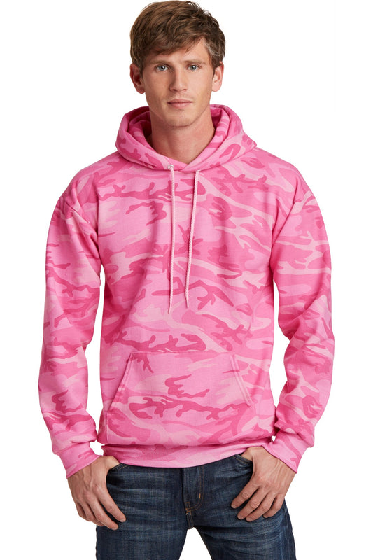 Port & Company Core Fleece Camo Pullover Hooded Sweatshirt. PC78HC Pink Camo