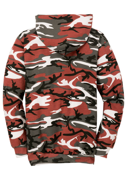 Port & Company Core Fleece Camo Pullover Hooded Sweatshirt. PC78HC Red Camo