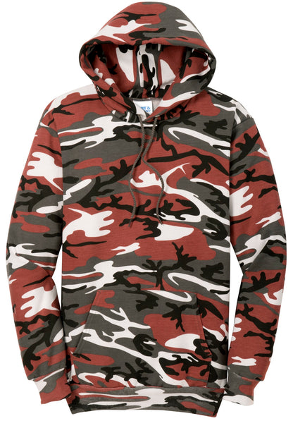 Port & Company Core Fleece Camo Pullover Hooded Sweatshirt. PC78HC Red Camo