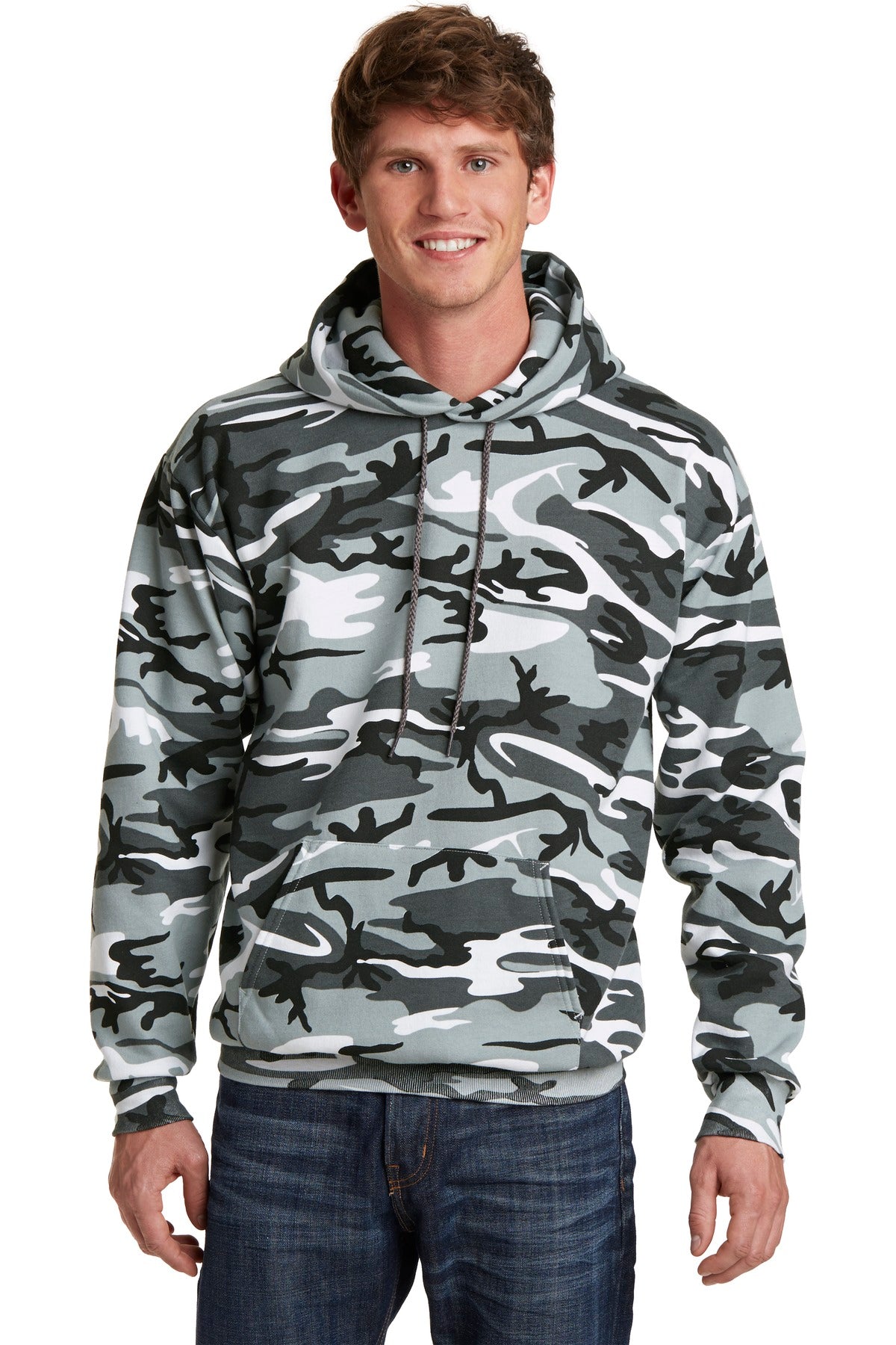 Port & Company Core Fleece Camo Pullover Hooded Sweatshirt. PC78HC Winter Camo