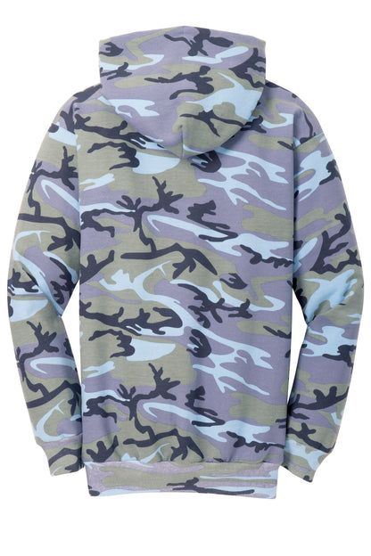 Port & Company Core Fleece Camo Pullover Hooded Sweatshirt. PC78HC Woodland Blue Camo