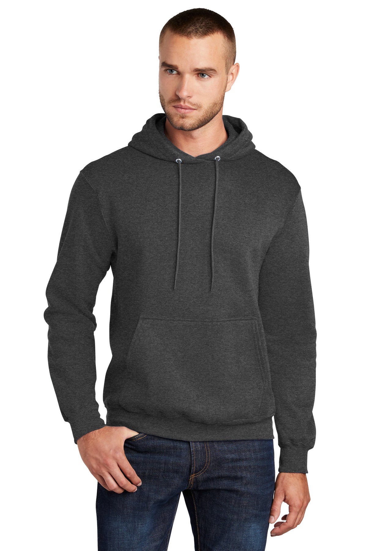 Port & Company  Tall Core Fleece Pullover Hooded Sweatshirt PC78HT Black Heather Tall