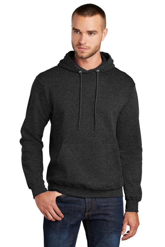Port & Company Core Fleece Pullover Hooded Sweatshirt. PC78H Black Heather