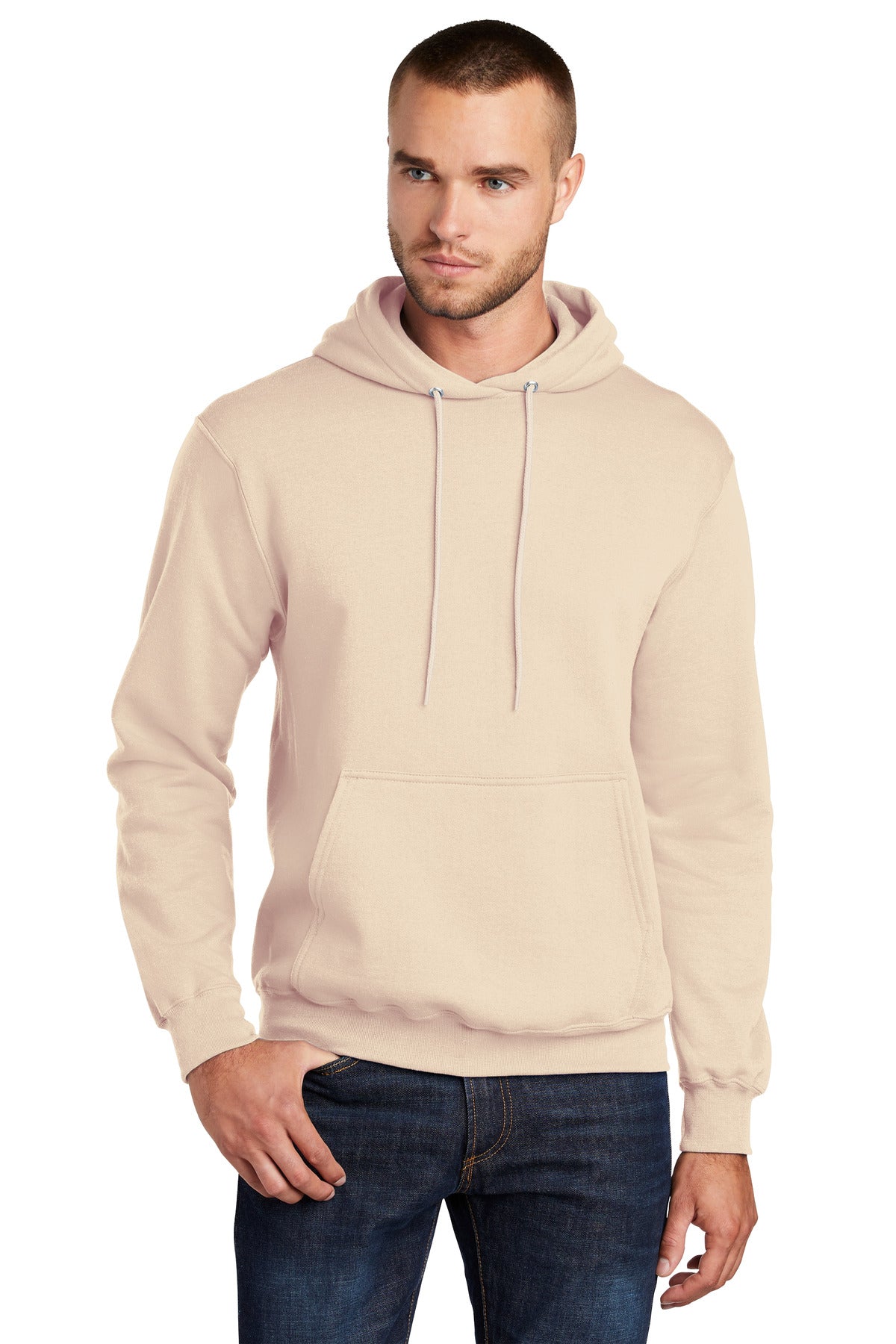 Port & Company Core Fleece Pullover Hooded Sweatshirt. PC78H Creme