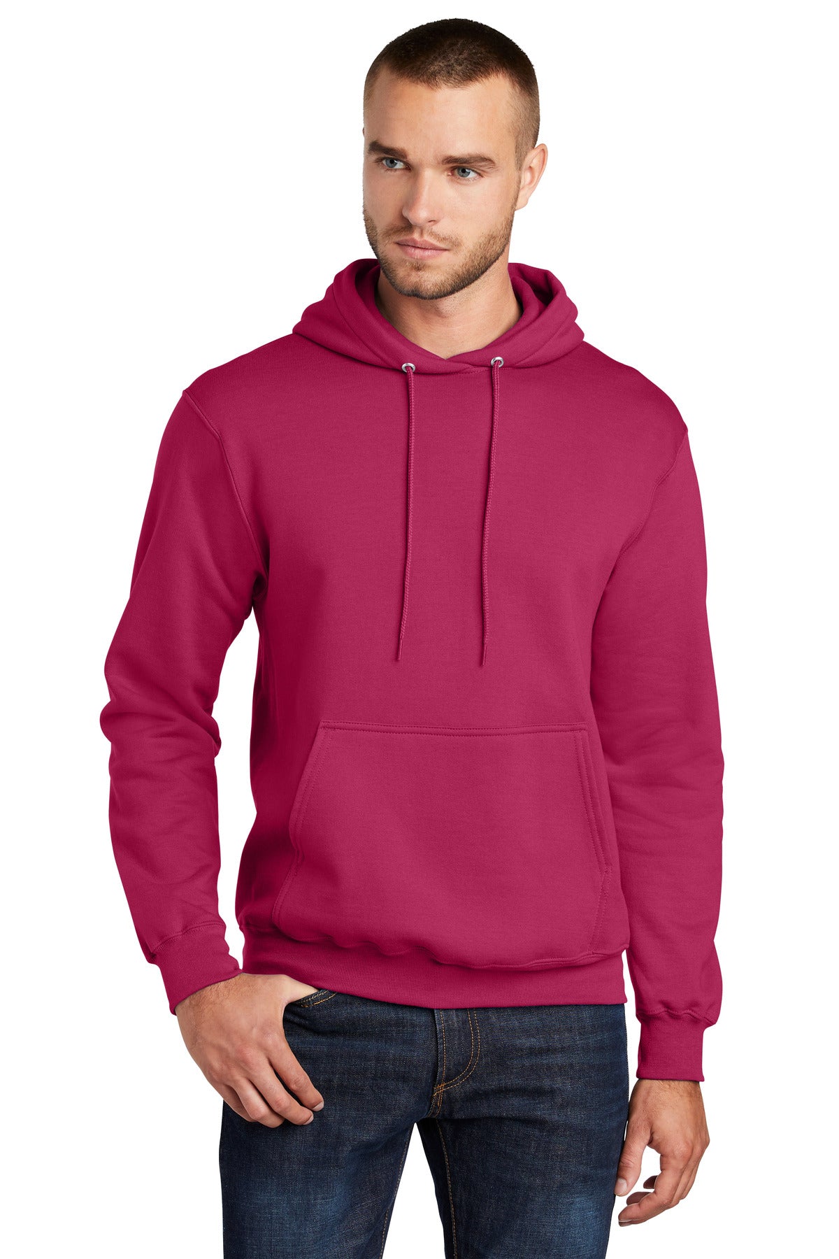Port & Company Core Fleece Pullover Hooded Sweatshirt. PC78H Flush Pink