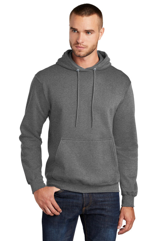 Port & Company Core Fleece Pullover Hooded Sweatshirt. PC78H Graphite Heather