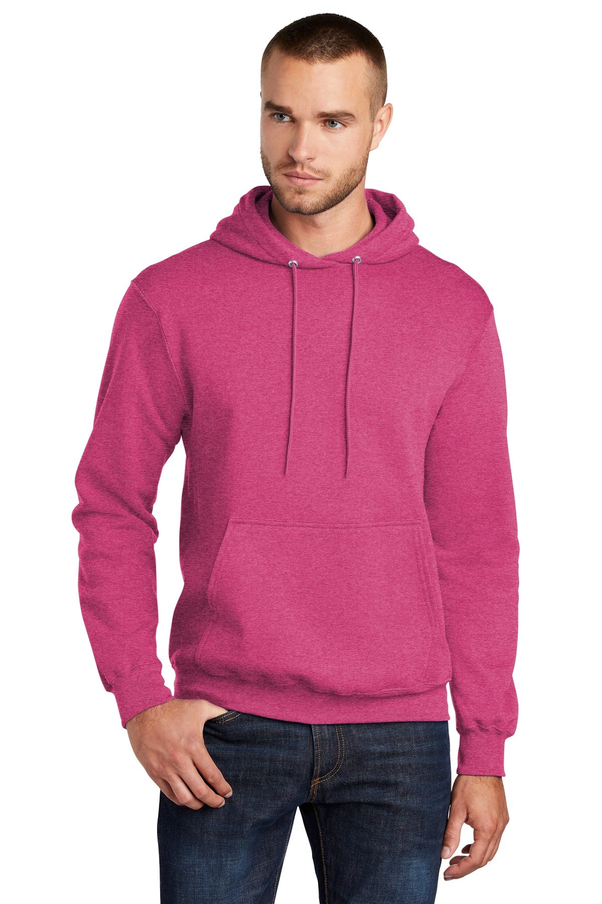 Port & Company Core Fleece Pullover Hooded Sweatshirt. PC78H Heather Sangria