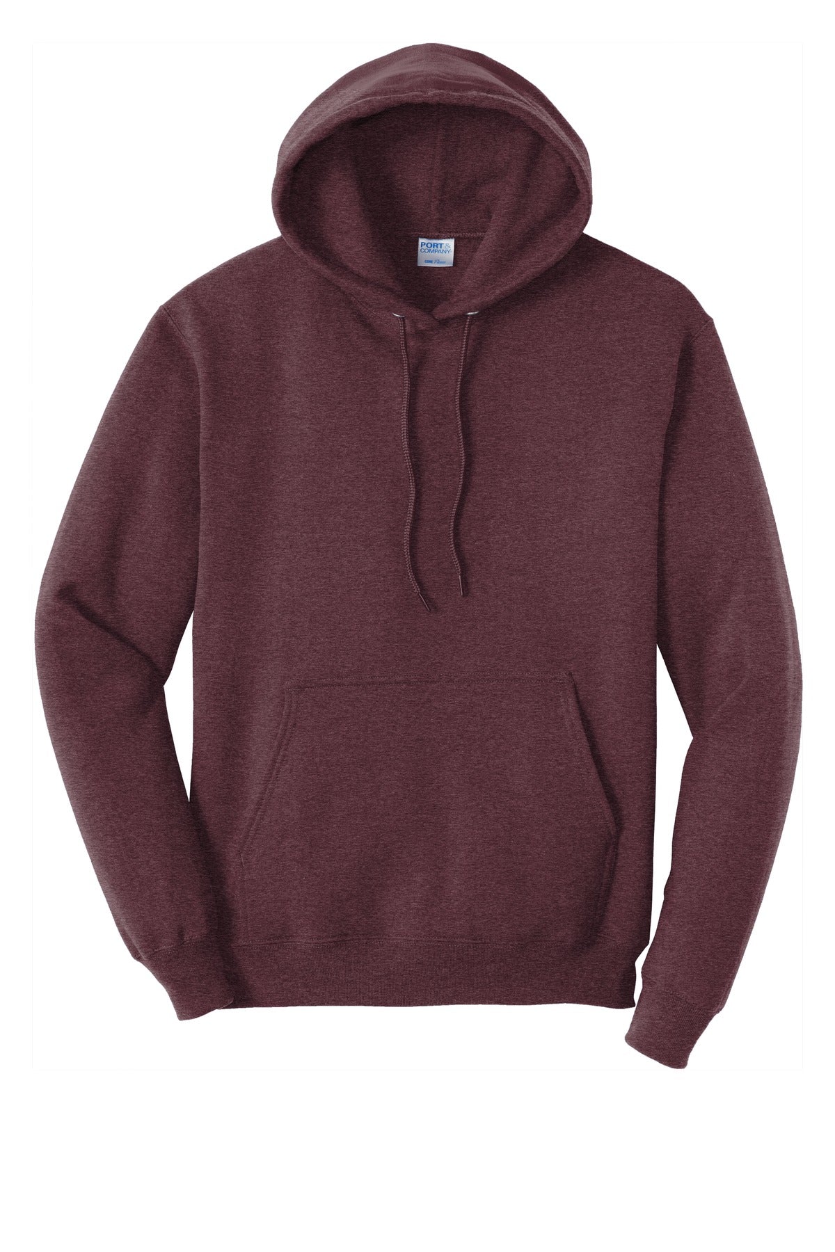 Port & Company Core Fleece Pullover Hooded Sweatshirt. PC78H Heather Athletic Maroon