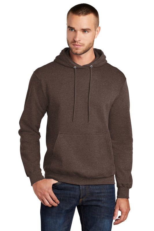 Port & Company Core Fleece Pullover Hooded Sweatshirt. PC78H Heather Dark Chocolate Brown