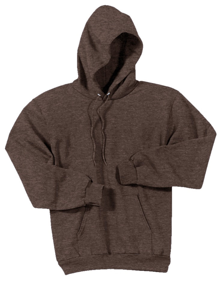 Port & Company Core Fleece Pullover Hooded Sweatshirt. PC78H Heather Dark Chocolate Brown