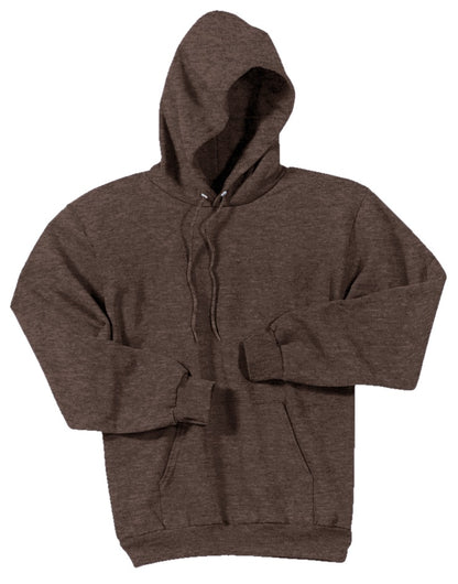 Port & Company Core Fleece Pullover Hooded Sweatshirt. PC78H Heather Dark Chocolate Brown