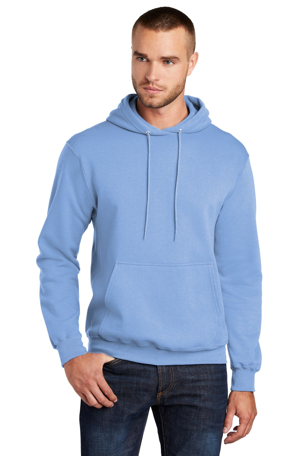 Port & Company Core Fleece Pullover Hooded Sweatshirt. PC78H Light Blue