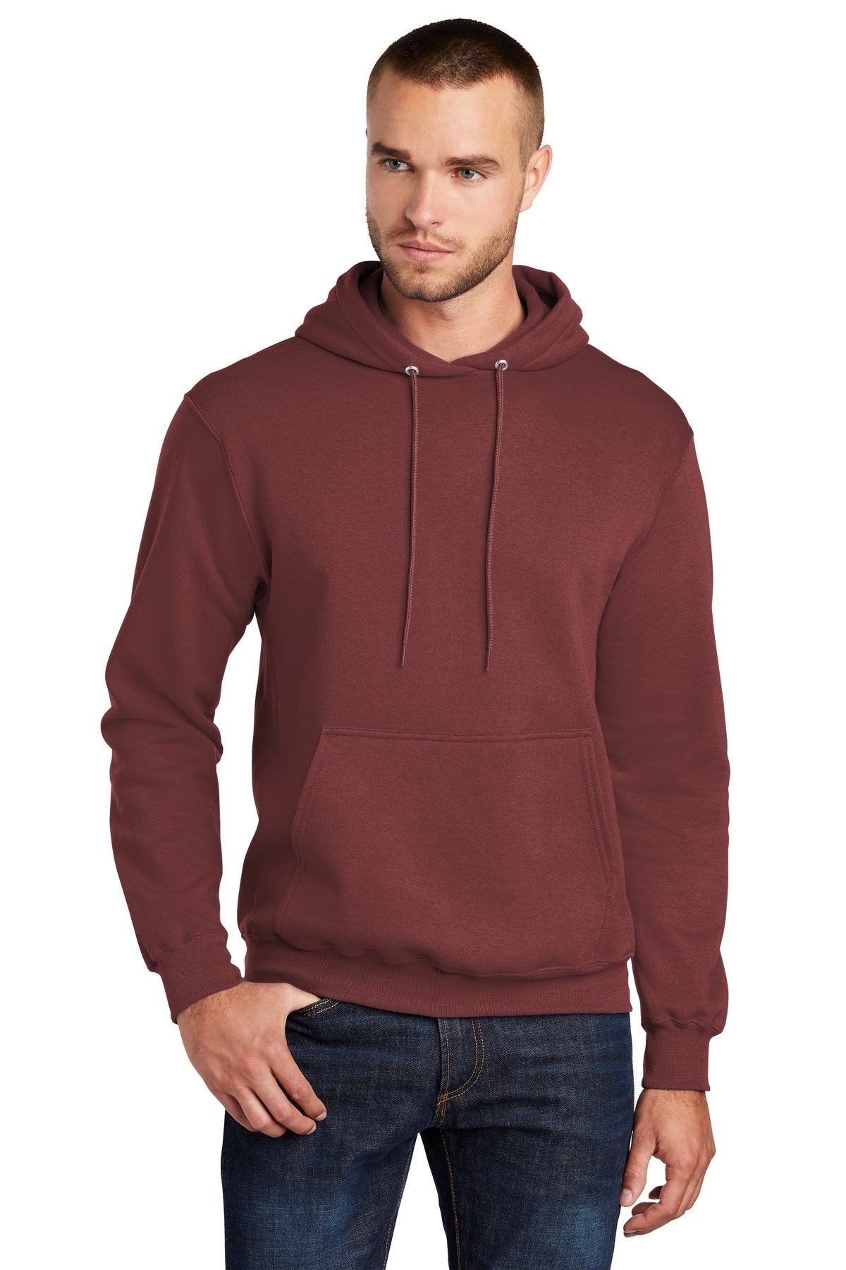 Port & Company Core Fleece Pullover Hooded Sweatshirt. PC78H Maroon