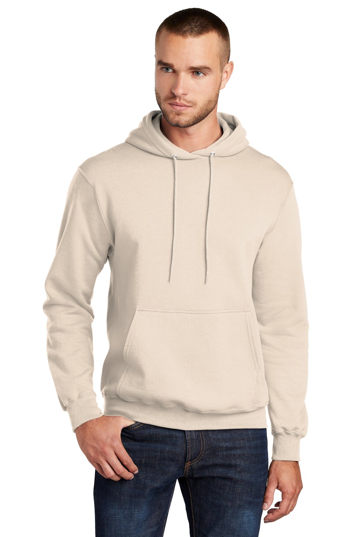 Port & Company Core Fleece Pullover Hooded Sweatshirt. PC78H Natural