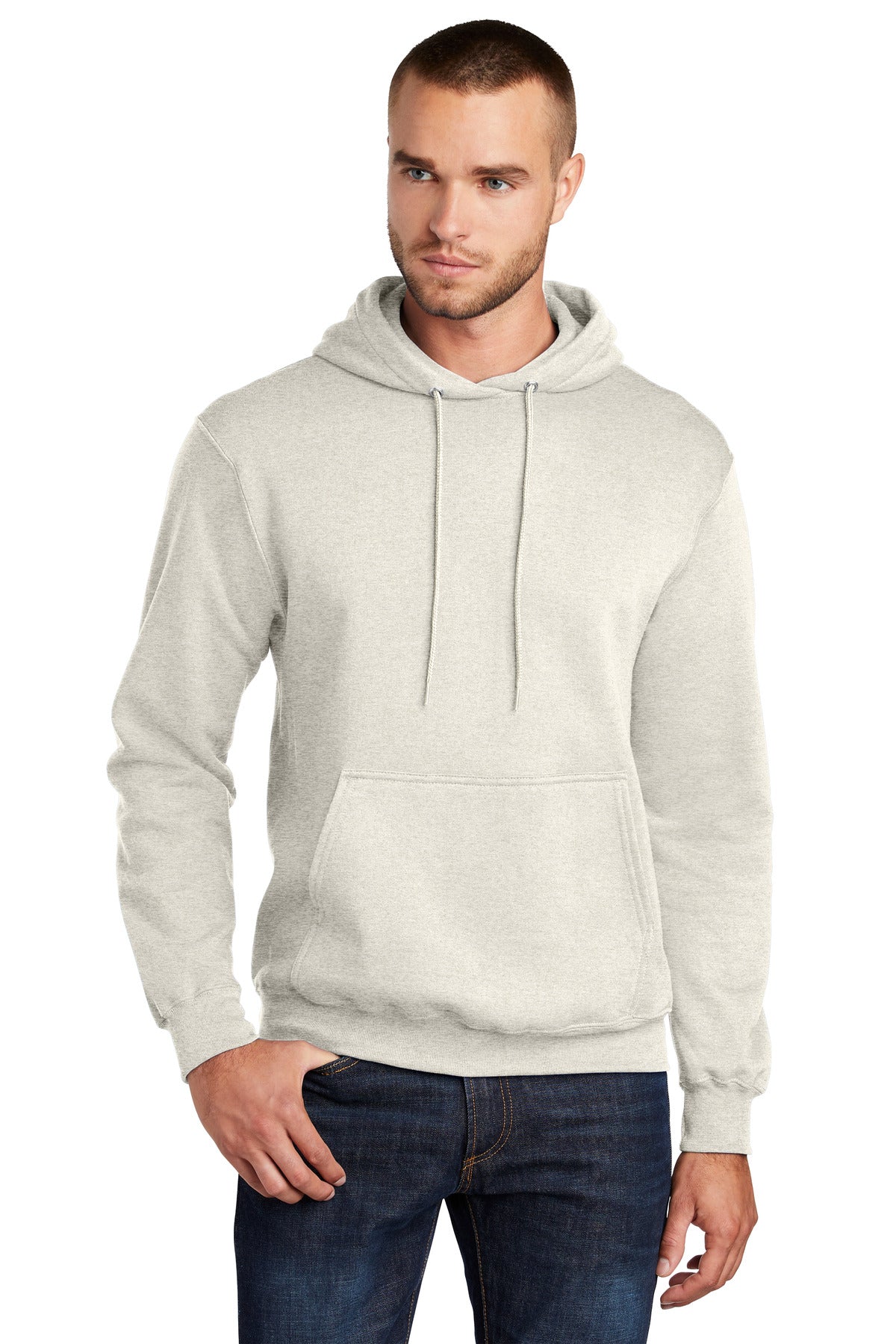 Port & Company Core Fleece Pullover Hooded Sweatshirt. PC78H Oatmeal Heather