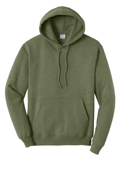 Port & Company Core Fleece Pullover Hooded Sweatshirt. PC78H Olive Drab Green Heather