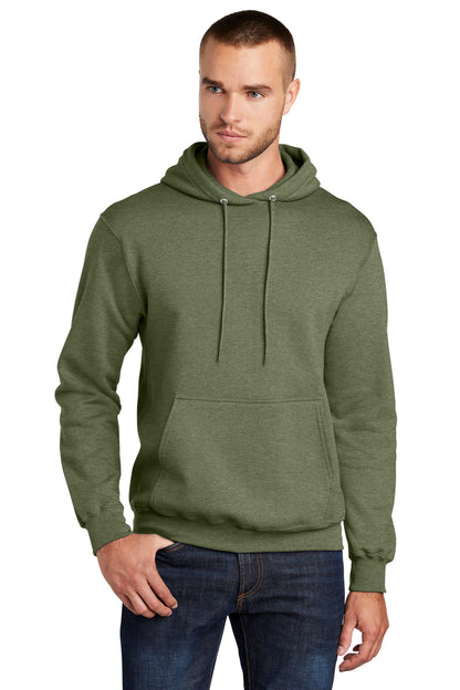 Port & Company Core Fleece Pullover Hooded Sweatshirt. PC78H Olive Drab Green Heather