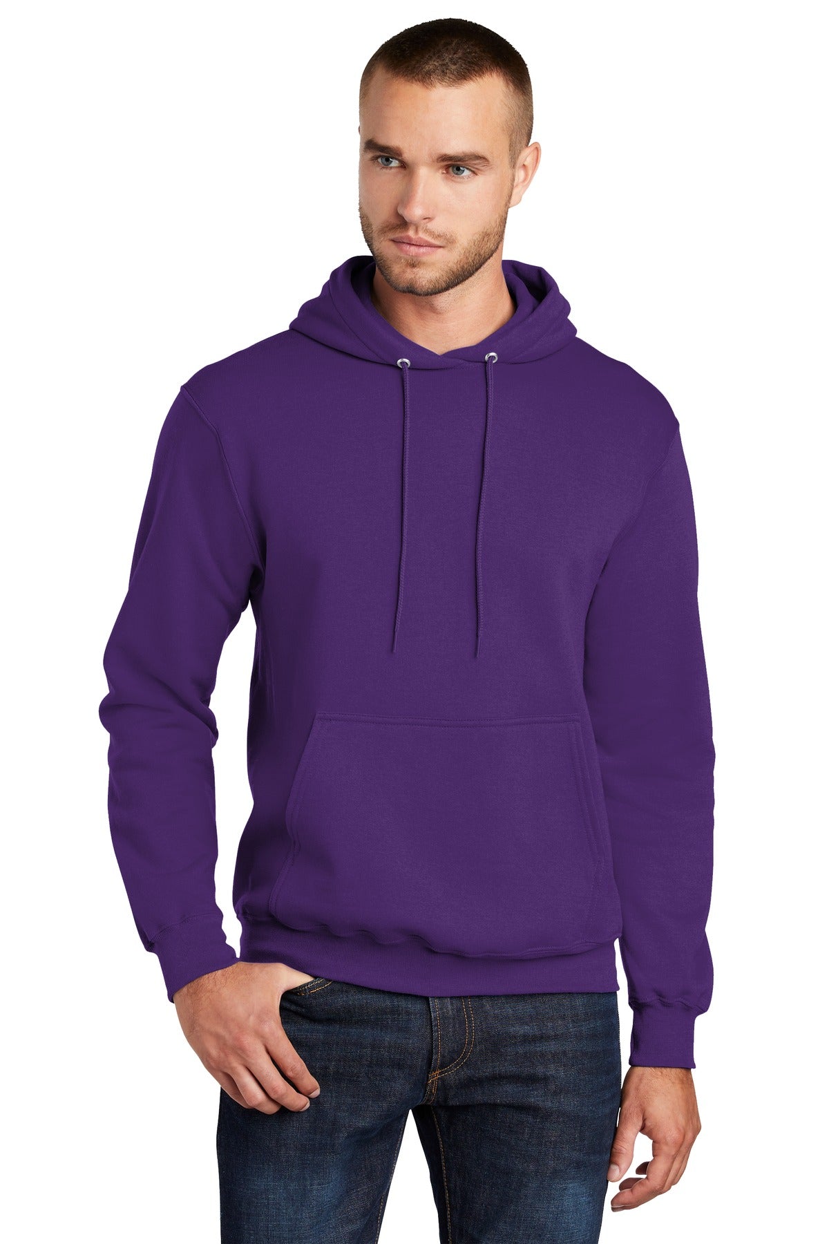 Port & Company Core Fleece Pullover Hooded Sweatshirt. PC78H Team Purple