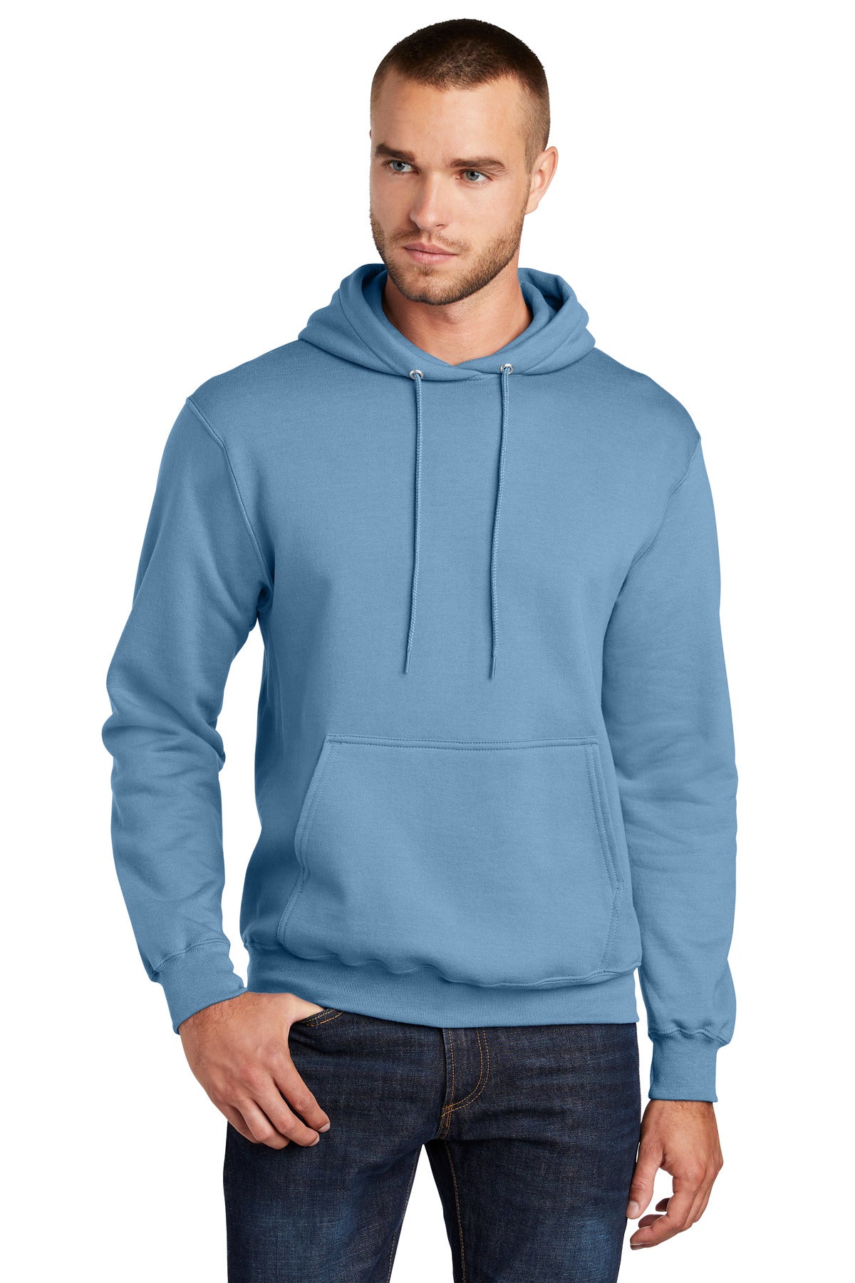Port & Company Core Fleece Pullover Hooded Sweatshirt. PC78H Tundra Blue