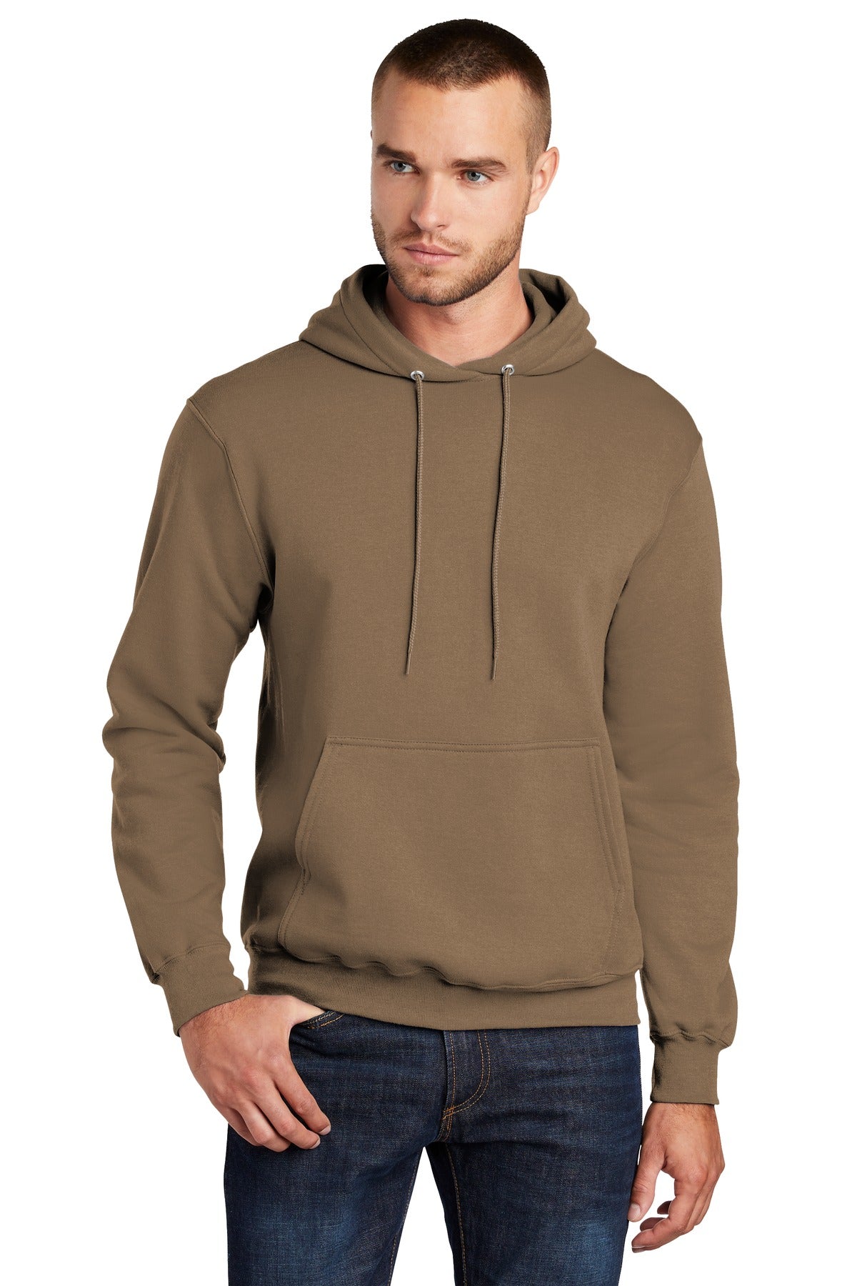 Port & Company Core Fleece Pullover Hooded Sweatshirt. PC78H Woodland Brown