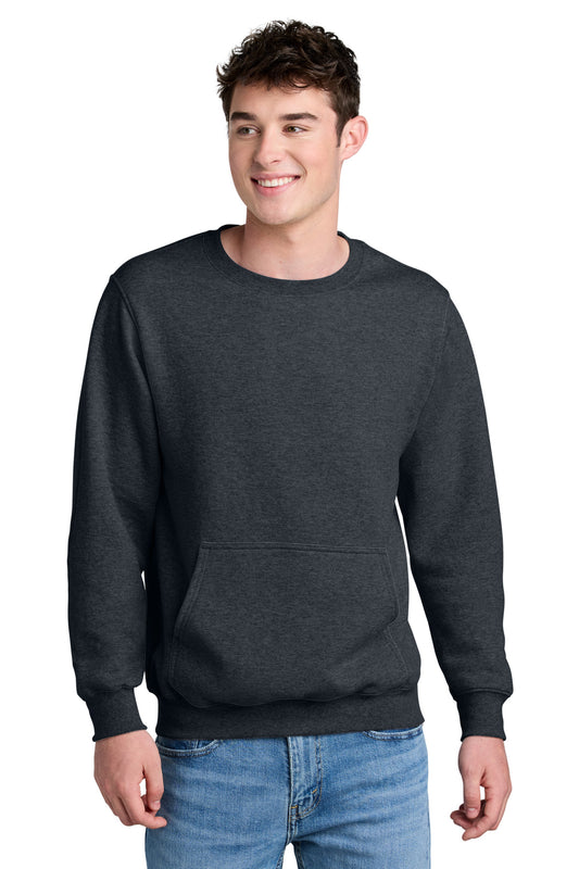 Port & Company Core Fleece Crewneck Pocket Sweatshirt PC78PKT Dark Heather Grey