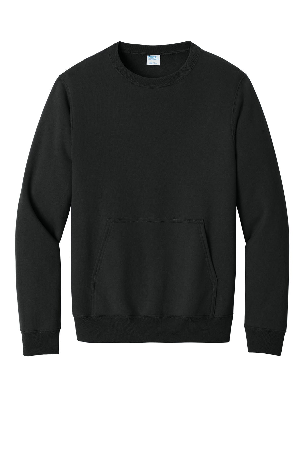 Port & Company Core Fleece Crewneck Pocket Sweatshirt PC78PKT Jet Black