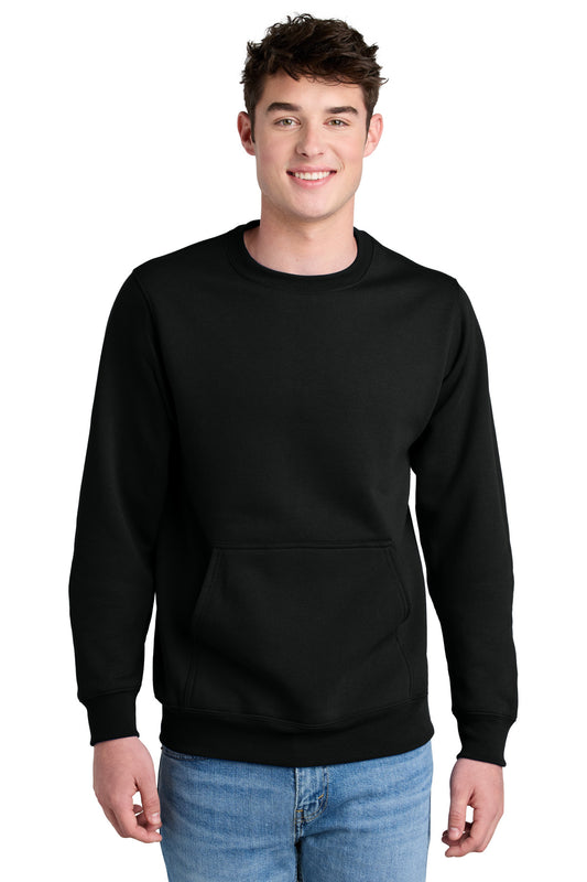 Port & Company Core Fleece Crewneck Pocket Sweatshirt PC78PKT Jet Black