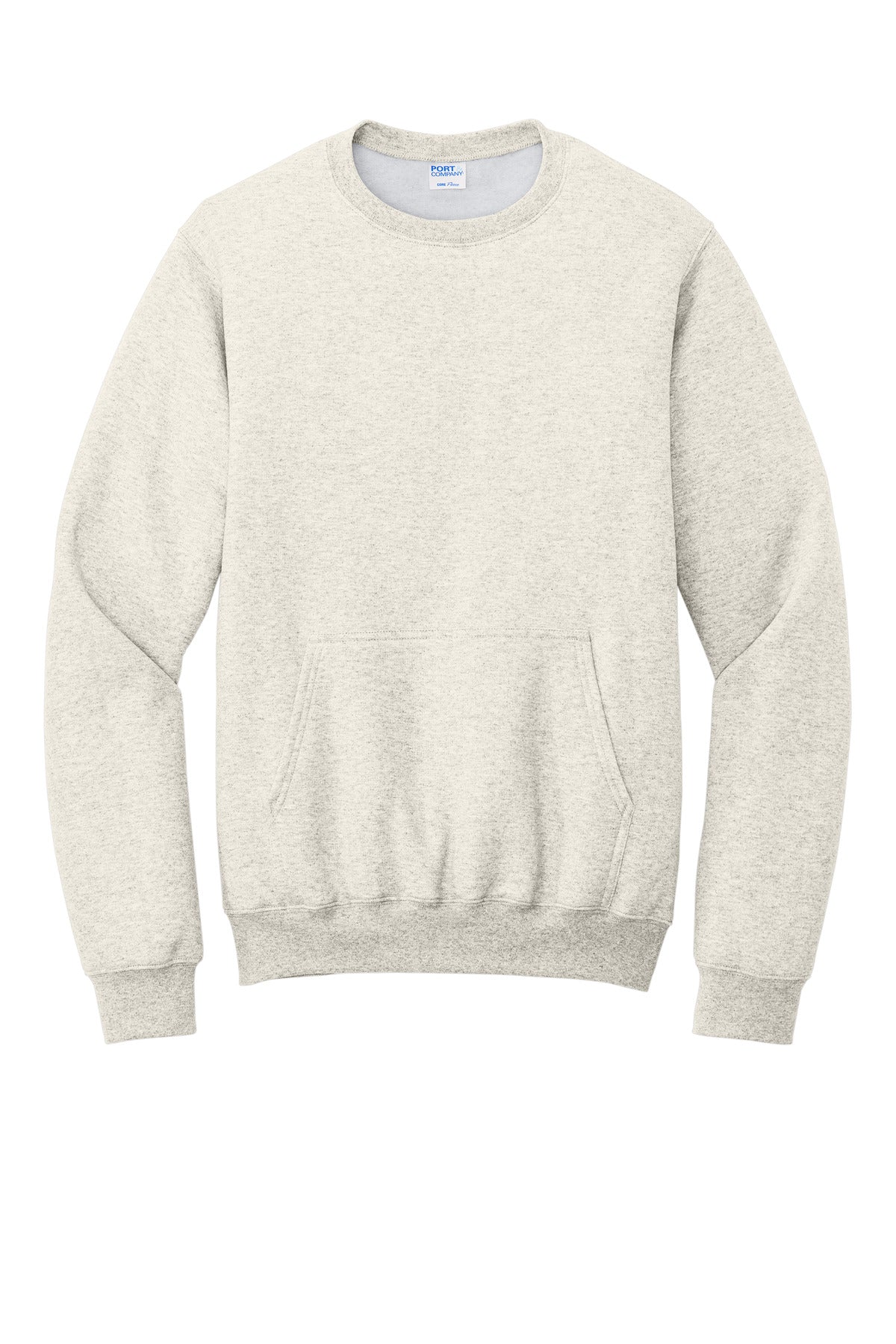 Port & Company Core Fleece Crewneck Pocket Sweatshirt PC78PKT Oatmeal Heather