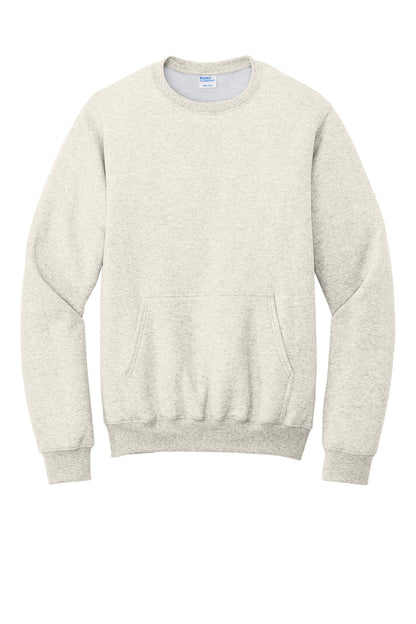 Port & Company Core Fleece Crewneck Pocket Sweatshirt PC78PKT Oatmeal Heather