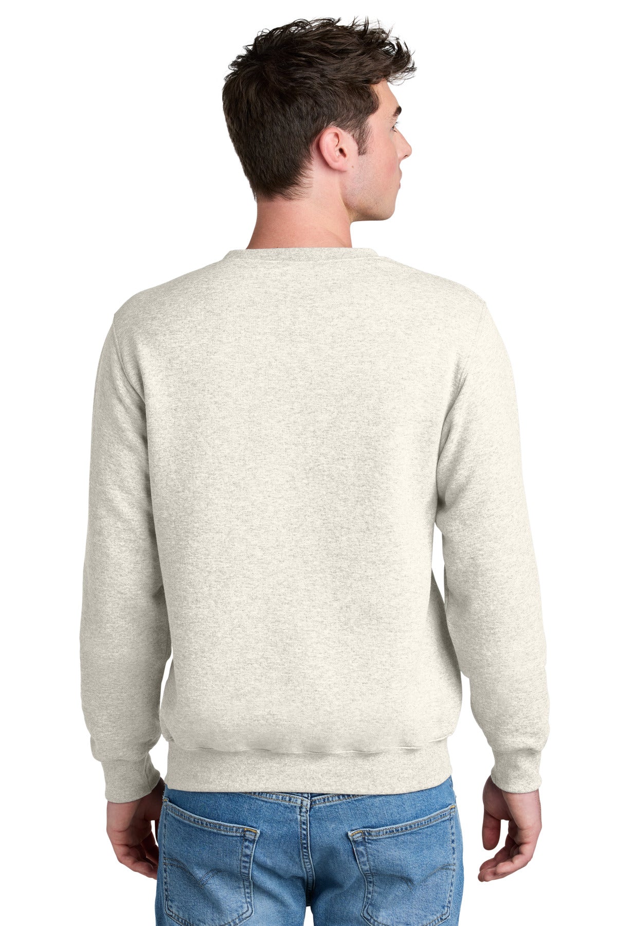 Port & Company Core Fleece Crewneck Pocket Sweatshirt PC78PKT Oatmeal Heather