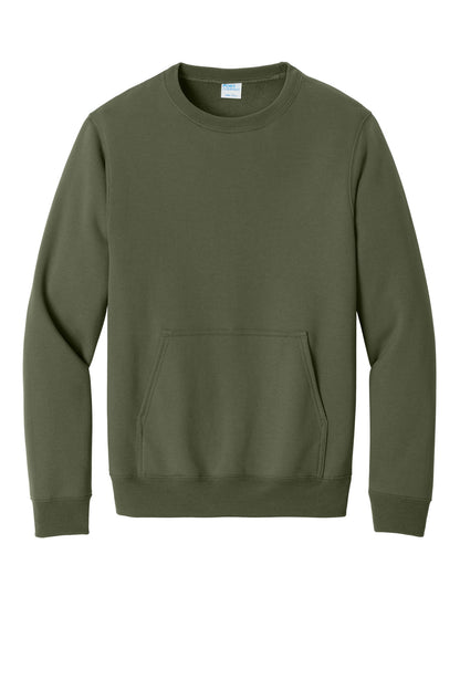 Port & Company Core Fleece Crewneck Pocket Sweatshirt PC78PKT Olive Drab Green