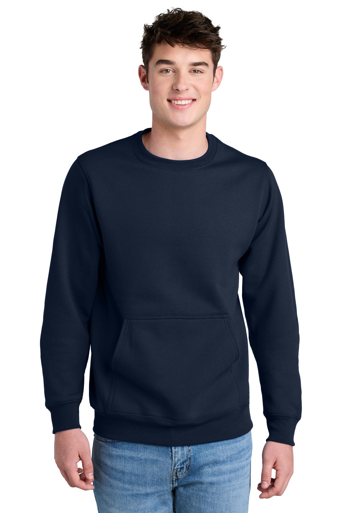 Port & Company Core Fleece Crewneck Pocket Sweatshirt PC78PKT True Navy