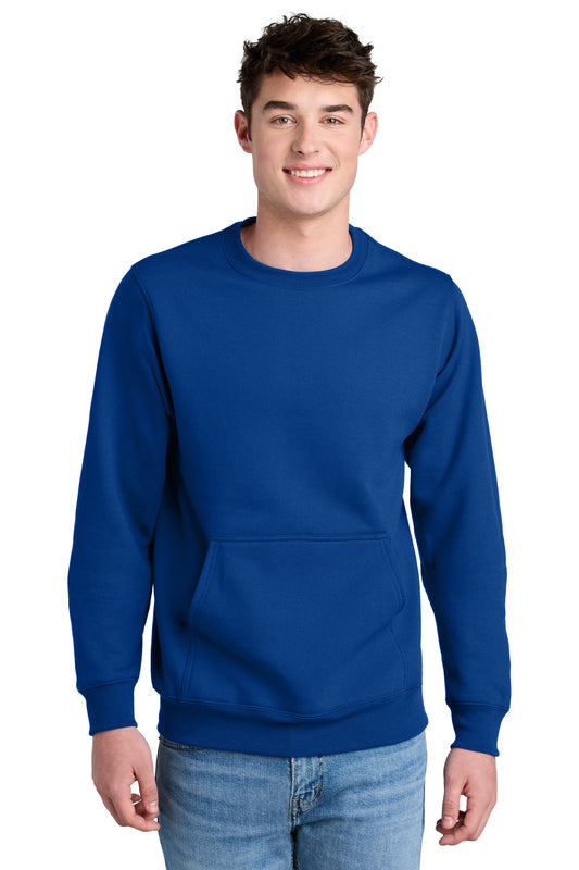 Port & Company Core Fleece Crewneck Pocket Sweatshirt PC78PKT True Royal