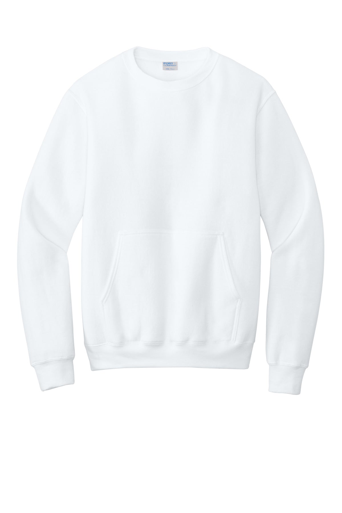 Port & Company Core Fleece Crewneck Pocket Sweatshirt PC78PKT White