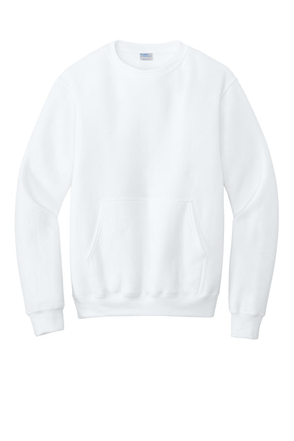 Port & Company Core Fleece Crewneck Pocket Sweatshirt PC78PKT White