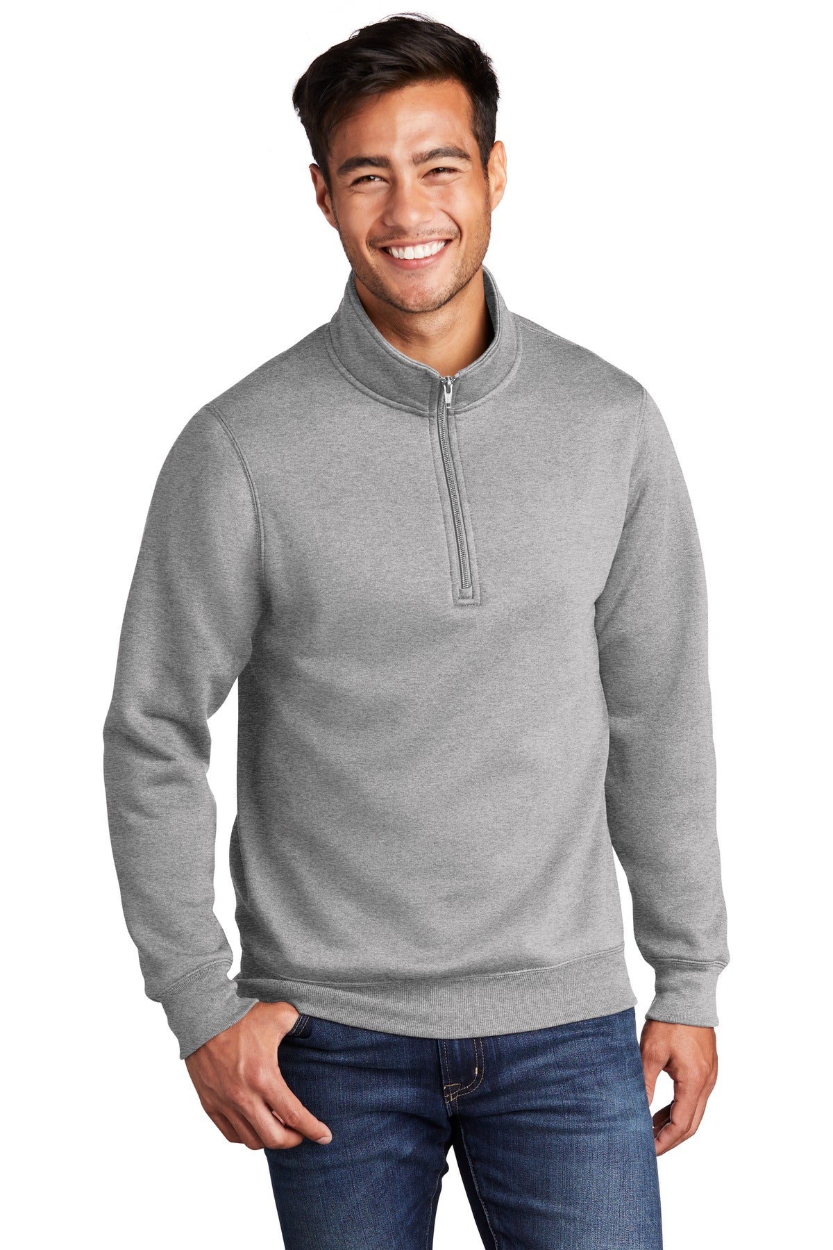 Port & Company  Core Fleece 1/4-Zip Pullover Sweatshirt PC78Q Athletic Heather