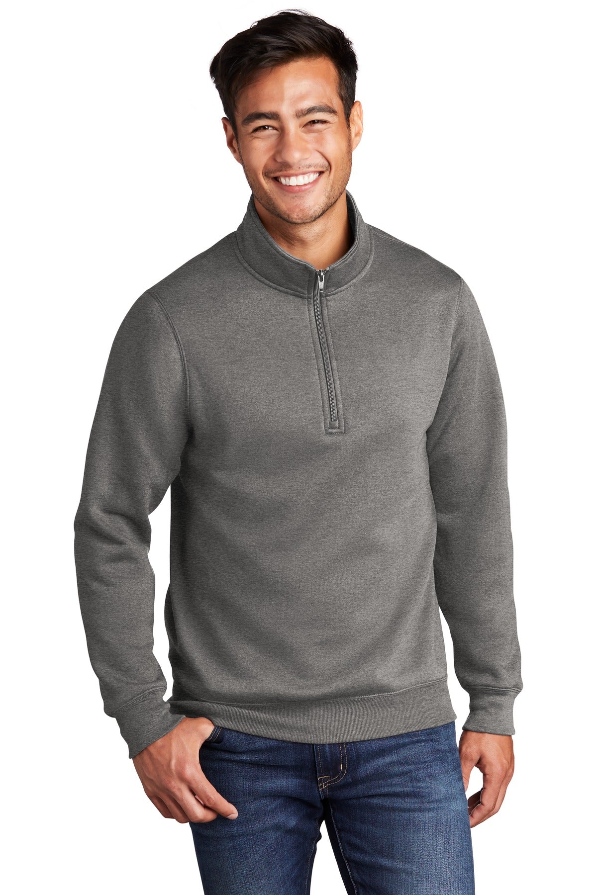 Port & Company  Core Fleece 1/4-Zip Pullover Sweatshirt PC78Q Graphite Heather